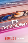 F1: The Academy TV show poster: Pink blurred speeding F4 car. 