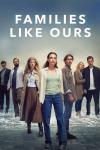 Five adults and two teens stand in a v- formation in gradually rising water with the words "Families Like Ours" printed above their heads