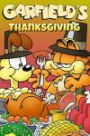 Garfield's Thanksgiving TV: Oddie and Garfield wear capotain hats while standing behind a plentiful Thanksgiving table with their mouths full.