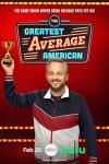 Greatest Average American TV show poster: Nate Bargatze stands on a game show stage holding up a small trophy.