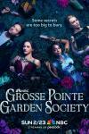 Grosse Pointe Garden Society TV show poster: (From L to R): Ben Rappaport, Melisa Fumero, Aja Naomi King, and AnnaSophia Robb lay on grass.