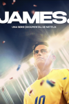 James.poster: James Rodríguez in yellow jersey under stadium lights. 