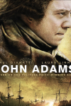 John Adams poster: Side view of Paul Giamatti asJohn Adams against back drop of fiery battle area. 