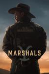 Marshals TV show poster: Luke Grimes on horseback with bullet proof vest and baseball cap.