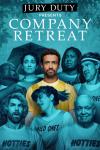 Jury Duty Company Retreat TV show poster: Anthony Norman is at the center of photos of his coworkers in this poster
