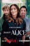 Just Alice TV show poster: a 30-something South American woman is flanked by two handsome Latin men