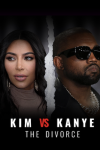 Kim vs. Kanye: The Divorce TV show poster: Kim Kardashian left and Kanye West right with tear between them.