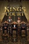 King's Court TV show poster: Rodney Pete and Holly Robinson Peete stand behind Tyson Beckford, Carlos Boozer, Titus O’Neil sitting on thrones