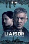 Liaison TV show: poster image features grim-looking middle-aged White man and woman