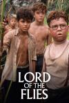 Lord of the Flies TV show poster: Piggy and Ralph are in foreground; Jack and Simon are in the background, all are in dirty clothes