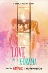 Love Like a K-Drama TV show poster: A man and women stand with their foreheads pressed together under a pastel filter.