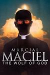 Marcial Maciel: The Wolf of God TV show poster: A shadowy image of Maciel in front of a fiery explosion
