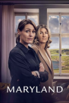 MaryLand TV show poster: Suranne Jones stands loft of Eve Best in front of window.  