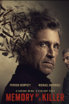 Memory of a Killer TV show poster: Patrick Dempsey with part of his head floating away while Michael Imperioli looks left. 