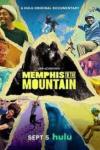 Memphis to the Mountain TV show poster: slate grey mountain image with rays of rainbow colored images of Black people climbing, rappelling, smiling 
