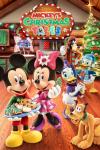 Mickey's Christmas Tales TV show: Mickey and Minnie hold Christmas cookies as their friends look on in while smiling in front of a Christmas tree.