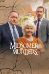 Midsomer Mysteries: Three people standing in front of a building, with a map overlay.