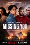 Missing You TV show poster: a ranch-style house is on fire; four people stare at different things in the distance