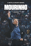 Mourinho TV show poster: José Mourinho in suit celebrating passionately on a crowded sports field.
