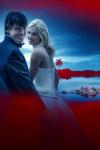Mr. and Mrs. Murder TV show poster: A white man and women in a suit and wedding dress stand surrounded by an aura of deep red.