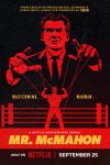 Mr. McMahon TV show poster: An all red image of Vince McMahone pulling the puppet strings of a wrestler in the ring.