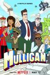 Mulligan TV Poster: A motley crew of cartoon people stand in front of a collapsing Washington monument and alien attackers