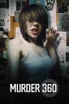Murder 360 TV show poster: A teenage girl with her bangs covering her eyes making a scary growling pose in front of a crime bulletin board.