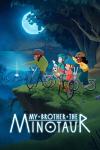 My Brother the Minotaur TV show poster: four kids, including Lorcan the minotaur, see a symbol at the bottom of a moonlit cliff