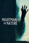 Nightmares of Nature TV show poster: The outline of a raccoon pushed up against a window, half black and just its arm and paw outline in a creepy way