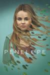 Poster art for Penelope shows a painted image of the main character on a cyan background, with hair and leaves blowing