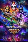 Power Rangers: Cosmic Fury - Neon colors streaking across space are overlaid with Head shots of the Power Rangers.