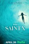 Saint X TV show: A poster shows the silhouette of a woman's body floating in blue water, white text reading "Saint X" appears beneath her