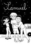 Poster art for Samuel is a black-and-white drawing of Samuel and two classmates standing on the side of the road, a starry night sky behind them.