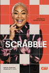 Scrabble TV show poster: Raven-Symoné stands smiling against orange and tile backdrop.