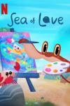 Sea of Love TV Show Poster Image: a cartoon stingray paints a painting underwater