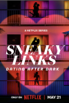 Sneaky Links: Dating After Dark TV show poster: Silhouettes of people kissing in windows.