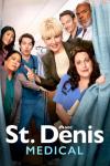 St. Denis Medical TV show poster: The staff of St. Denis is gathered together with Joyce and Alex at the front, pulling aside a bedside curtain