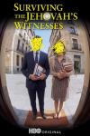 Surviving the Jehovah's Witnesses TV show poster: A black square with a peep whole view of a man and woman with their faces scratched out.