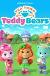 Tea Town Teddy Bears TV Show Poster Image: Boba, Ginger and Earl Grey, three animated teddy bears, stand under a blue sky