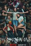 The Chosen One TV show poster: Jodie lies in a boat with friends Magda, Tuka, and Wagner grouped around him; the people of Jodie's town hold up the boat. Jodie has his arms spread in a Christ-like pose