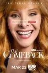 The Comeback TV show poster: Valerie Cherish in tight closeup with an AI prompt in front of her face: "show me the future of TV"