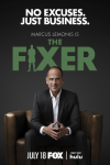 The Fixer TV show poster: Marcus Lemonis sits in black jackrt and white shirt.