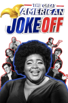 The Great American Joke Off TV show poster: Dulce Sloan closeup with comedians behind her against white backdrop. 