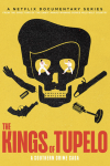 The Kings of Tupelo poster: Painted black skull against yellow with guns and other items as cross bones.