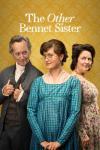 The Other Bennett Sister: A young woman, her mother and father in early 19th century period clothing stand against a patterned yellow background.