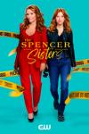The Spencer Sisters TV show poster: A mother and daughter walk side by side in front of a blue background with ribbons of police caution tape.