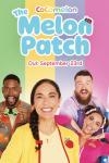The Melon Patch TV: Mr Acorn, Ms Appleberry, Mr Doodad and Ms Twist smile towards the camera in a colorful stripped background with the title up top.