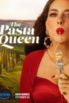 The Pasta Queen TV show poster: A woman in red is tasting some pasta. 