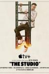 The Studio TV show poster: Actor Seth Rogen climbs a ladder made of film above the title "The Studio." 