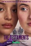 The Testaments TV show poster: Chase Infiniti and Lucy Halliday are shown in close up, their faces touching. 